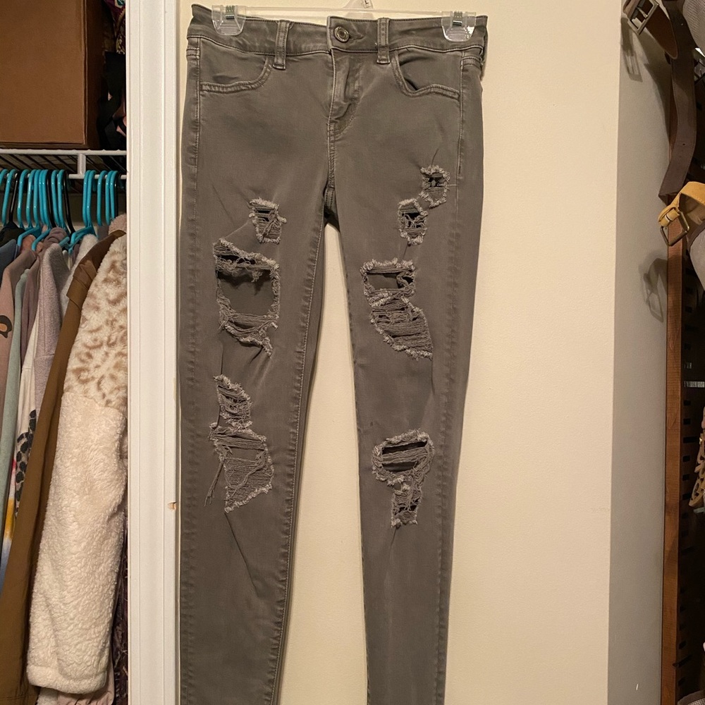 American Eagle Olive Green Holy Skinny Jean